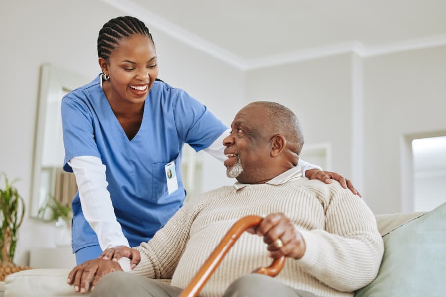 Caregiver supporting a client at home